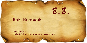 Bak Benedek névjegykártya